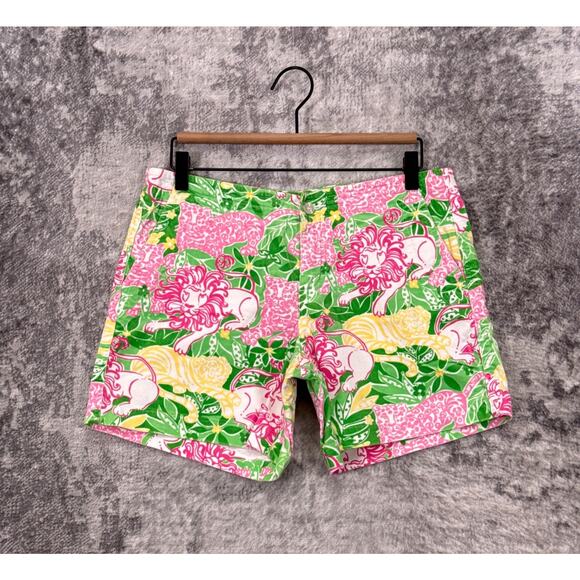 Lilly Pulitzer Shorts 6 Womens Corduroy Lion Animals Print Bermuda - Picture 1 of 7